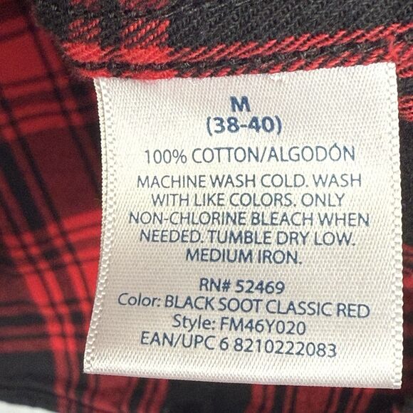 Faded Glory Shirt Men's M Red and Black Plaid Button Up Long Sleeve Flannel - Picture 11 of 15